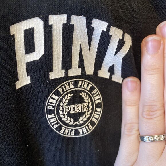 Pink Victoria’s Secret Pullover Sweater Black And Red Laced Neck Small - Picture 2 of 4